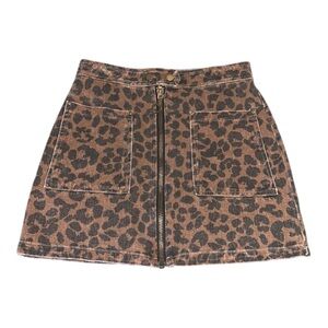 Lela Sky Animal Print Denim Mini-Skirt